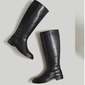 Madewell Size 10H 10.5 True Black Leather The Drumgold Tall Boots NIB